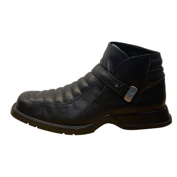 Air Jordan Men’s Black Leather Mid-Top Strapped Two3 Da’Catti Biker Boots Sz 12 - Picture 4 of 14